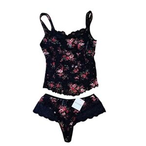 Arianne Black and Pink Floral Panties and top set